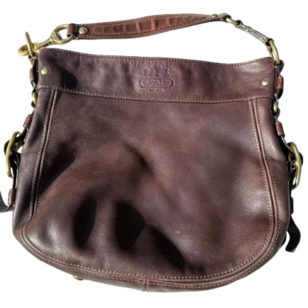 COACH Vintage Carly Leather Hobo Bag with Brass Hardware and Feet